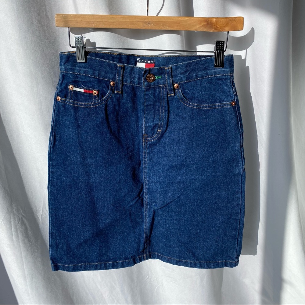 Vintage y2k denim Jean Tommy Hilfiger high waisted skirt 80s Bratz